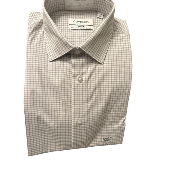 CALVIN KLEIN Men's Steel Regular Stretch Wrinkle-Free Dress Shirt - Size M m1614 - Picture 4 of 6